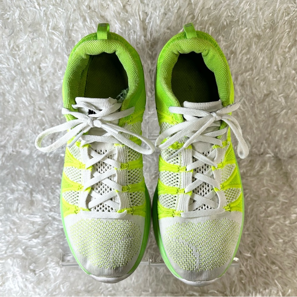 Nike Flyknit Lunar 2 Lunarlon White/Electric Green and Black Women’s Size 10